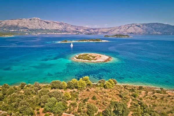 Korcula Hırvatistan Güneyindeki Dalmaçya Adası Korcula Turkuaz Yelken Takımadaları Üzerindeki — Stok fotoğraf