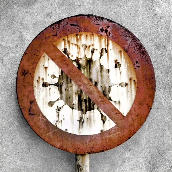 Zatrzymaj Ikonę Wirusa Covid Kole Znak Zakazu Dostępu Symbolem Coronavirus — Zdjęcie stockowe