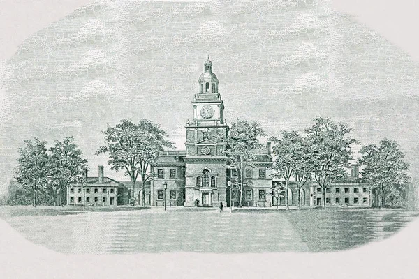 Independence Hall from old American money - Dollars