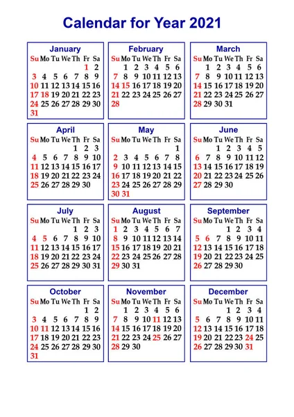 Malla Calendario Para 2021 Sobre Fondo Blanco — Foto de Stock