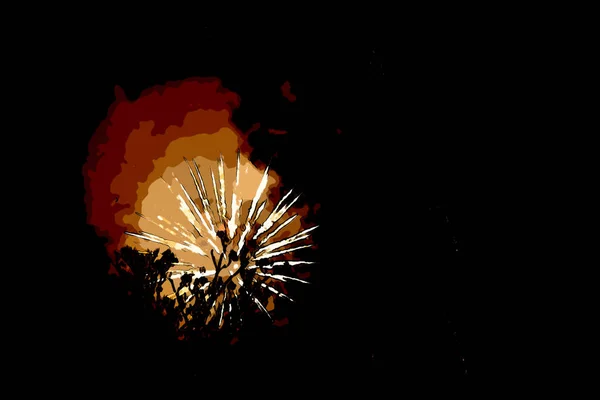 Tűzijáték Fekete Háttérrel — Stock Fotó