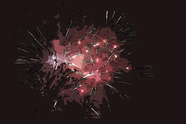 Abstraktes Feuerwerk Auf Schwarzem Hintergrund — Stockfoto
