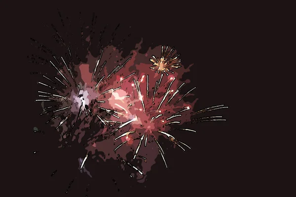 Explosión Fuegos Artificiales Sobre Fondo Negro —  Fotos de Stock