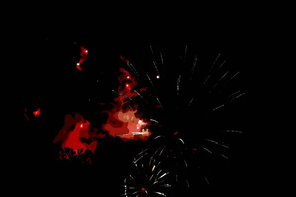Vuurwerk Aan Nachtelijke Hemel — Stockfoto