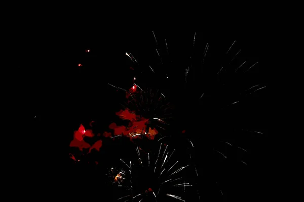 Tűzijáték Éjszakai Égen — Stock Fotó