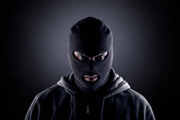 Burglar Balaclava Mask Black Background — Stock Photo, Image