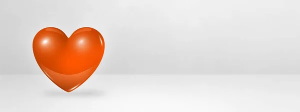 Corazón Naranja Aislado Banner Estudio Blanco Ilustración —  Fotos de Stock