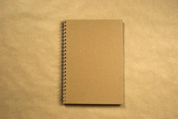 Capa Frontal Notebook Papel Marrom Reciclado Com Textura Fundo Marrom — Fotografia de Stock