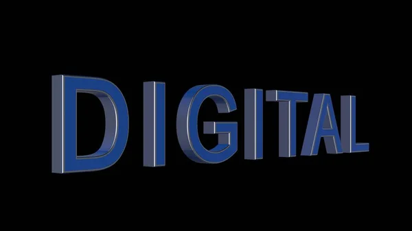 Digital Голубая Надпись Тенью Черном Фоне Иллюстрация — стоковое фото