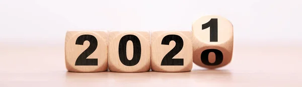 2020 Νέο Έτος 2019 Έννοια Ξύλινοι Κύβοι Αριθμούς Και Αριθμούς — Φωτογραφία Αρχείου