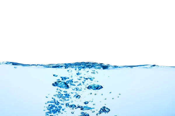 Ljusblå Vatten Våg Med Luftbubblor Och Lite Stänkt Vattnet Studio — Stockfoto