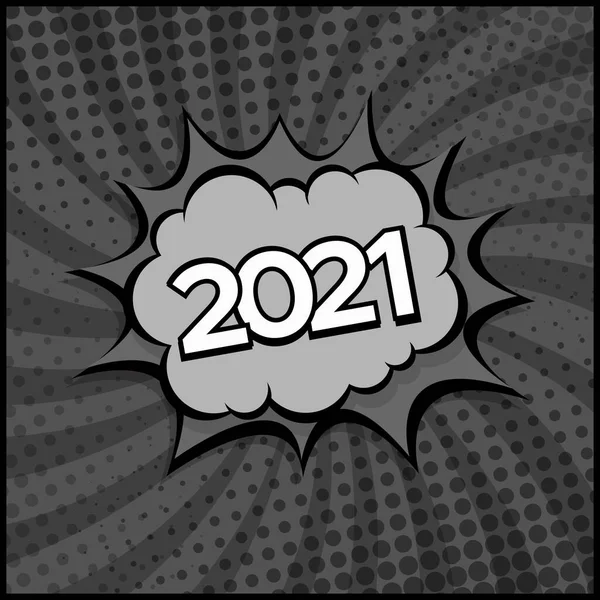 Colorido Cómic Zoom Año Nuevo 2021 Vector —  Fotos de Stock