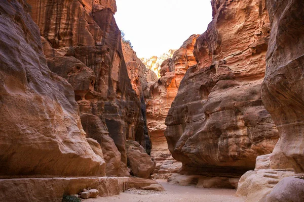 Petra Jordan February 2018 Las Formaciones Rocosas Rojas Antigua Ciudad —  Fotos de Stock