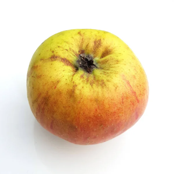 Čerstvé Zralé Žluté Jablko Izolované Bílém Pozadí — Stock fotografie