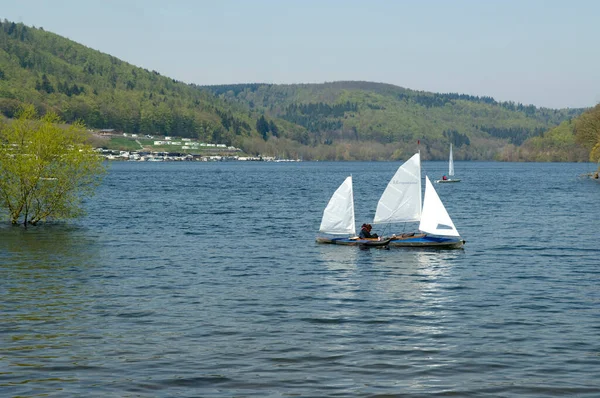 Edersee Rehbach Bucht Segelboote —  Fotos de Stock