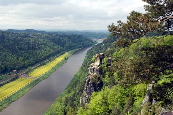 Elbsandsteingebirge Labe Fluss Sandstein — Stock fotografie