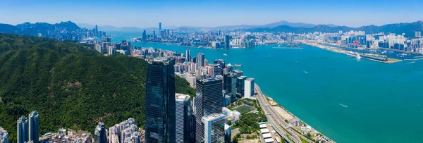 Hong Kong Porselein Juli 2019 Zicht Kowloon Baai Victoria Haven — Stockfoto