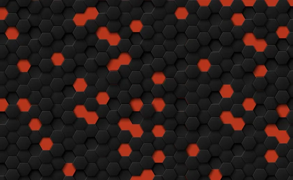 Абстрактные Шестиугольники Черного Цвета Красном Фоне Иллюстрация — стоковое фото