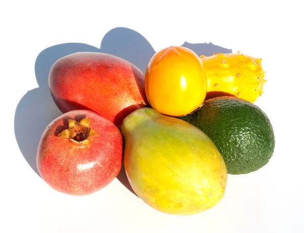 Fresh Fruits Vegetables White Background — Stock Photo, Image