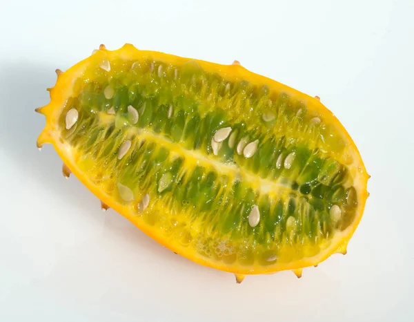 Verse Rijpe Gele Meloen Witte Achtergrond — Stockfoto