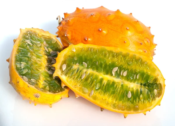 Kiwano Swani Melone Beere Exotische Frucht Exotisch Suedfrucht — Foto de Stock