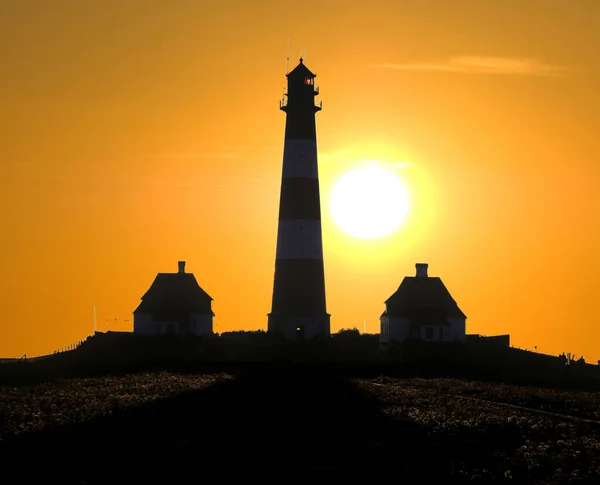 Leuchtturm Bei Sonnenuntergang Die Insel Des Staates Der Vereinigten Staaten — Stockfoto