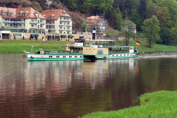 Dampfschiff Kurort Rathen Nostalgisch Schaufelraddampfer — Stockfoto