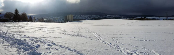 Paisagem Inverno Com Árvores Cobertas Neve — Fotografia de Stock