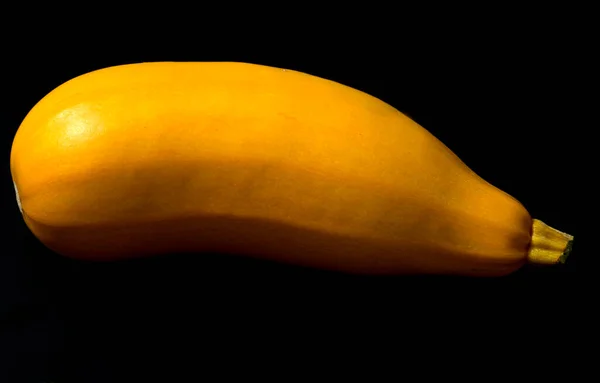 Fresh Ripe Yellow Pumpkin Isolated Black Background — Stock Photo, Image