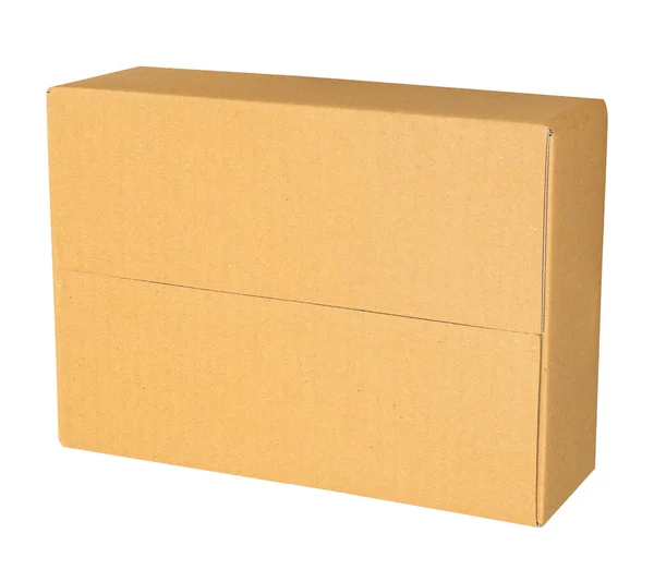 Mockup Design Closed Brown Cardboard Box Isolated White Background — Stock Photo, Image