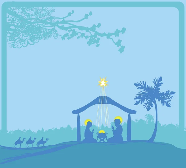 Illustration Vectorielle Une Crèche Noël Avec Une Étoile — Photo