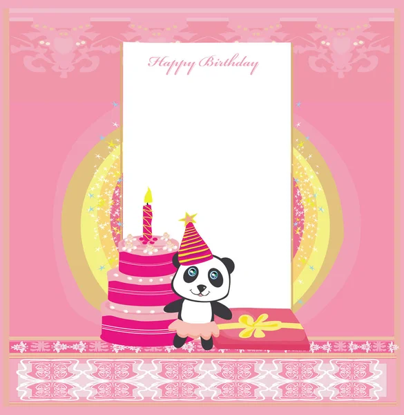 Bonne Carte Anniversaire Invitation Girlish Avec Panda Mignon — Photo