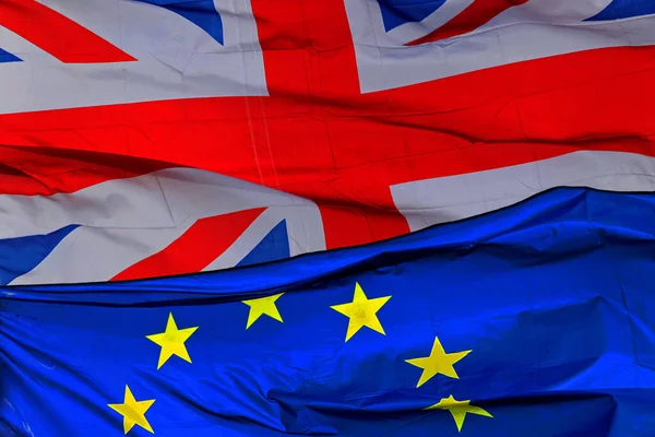 Európai Unió Gránátoshalak Zászlaját Lobogtatva Kapcsolat Országok Fogalma — Stock Fotó