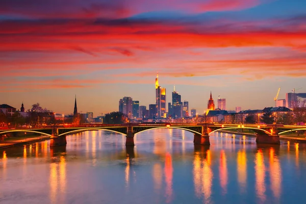 Vista Notturna Della Città Francoforte Sul Meno Germania — Foto Stock