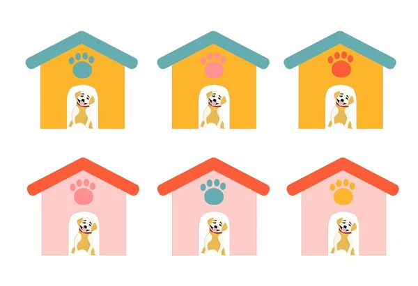 Lindo Perro Con Gato Casa Vector Ilustración Diseño —  Fotos de Stock