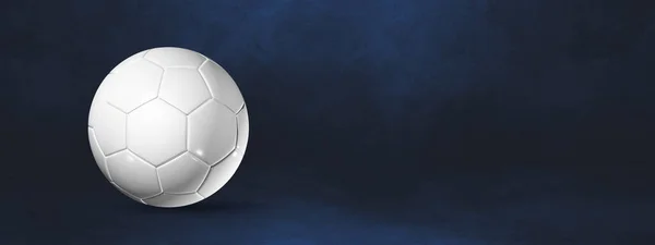 White Soccer Ball Isolated Darkblue Studio Banner Illustration — Fotografia de Stock