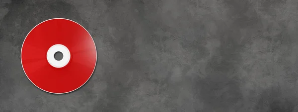 Червоний Шаблон Макетів Dvd Ізольовано Горизонтальному Бетонному Банері — стокове фото