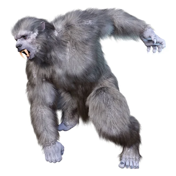 Rendering Snow Beast Creature Bigfoot Isolated White Background — Stock Photo, Image