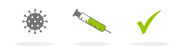 Coronavirus Icon Syringe Covid Vaccine Green Tick Covid Vaccination — 스톡 사진
