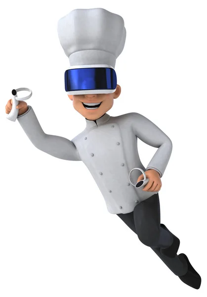 具有Vr Helmet的厨师的有趣3D图像 — 图库照片