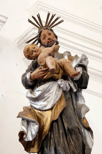 Statua San Giuseppe Con Gesù Bambino Sull Altare Sant Antonio — Foto Stock