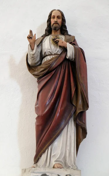 Statue Sacré Cœur Jésus Dans Église Saint Martin Martin Pod — Photo