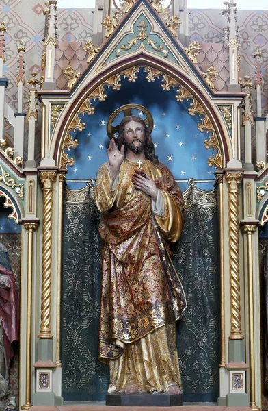 Sacro Cuore Gesù Statua Sul Sacro Cuore Gesù Altare Nella — Foto Stock