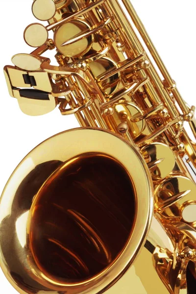 Golden Saxophone White Background — Stock Photo, Image