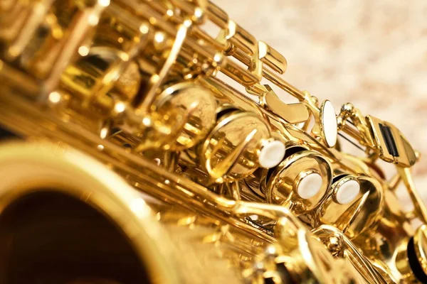 Saxofone Dourado Fundo Instrumento Musical — Fotografia de Stock