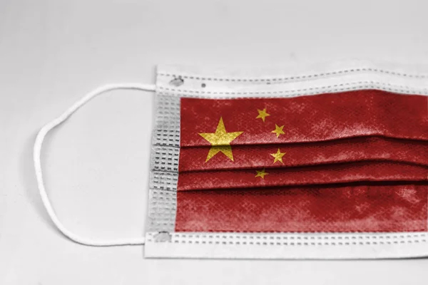 National Flag China Printed Disposable Surgical Mask Coronavirus Covid Pandemic — Stock Photo, Image