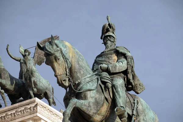 Άγαλμα Ιππικού Του Victor Emmanuel Altare Della Patria Piazza Venezia — Φωτογραφία Αρχείου