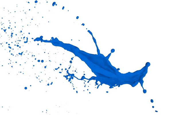 Μπλε Χρώμα Splash Απομονώνονται Λευκό Φόντο — Φωτογραφία Αρχείου