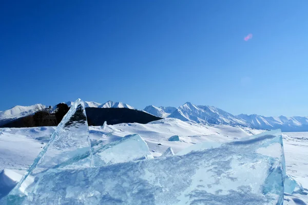 Shore Lake Baikal Winter Snow Ice Baikal — Stock Photo, Image