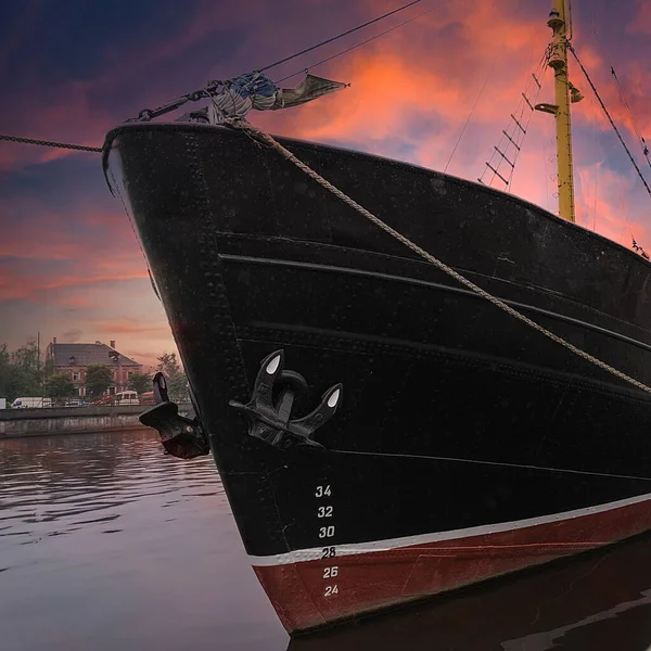 Neus Van Het Schip Touwen Anker Zee Lucht Landscape Techniek — Stockfoto